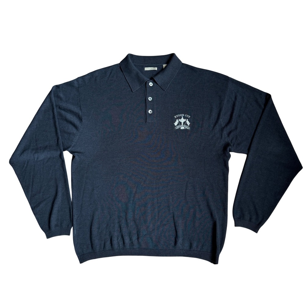 Cutter & Buck Mens XXL Black 100% Silk‎ Ryder Cup Oakland Hills Polo Sweater